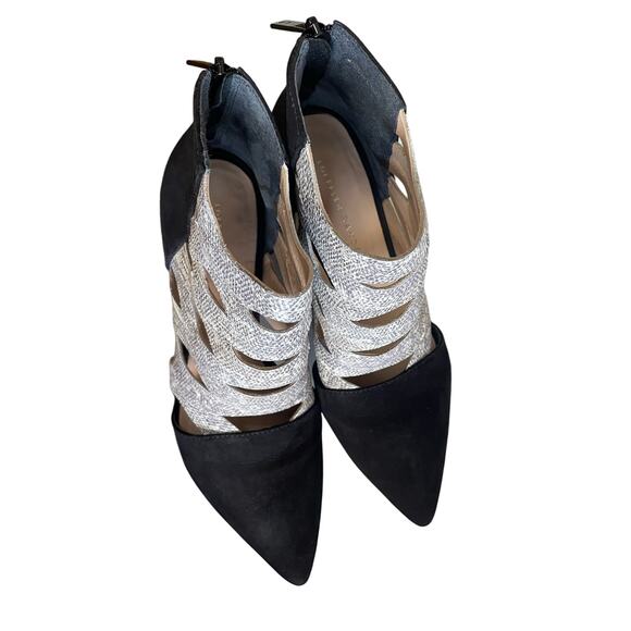 LOEFFLER RANDALL Cleo Embossed Lizard and Nubuck Kitten Heels Size 7 - Picture 5 of 8